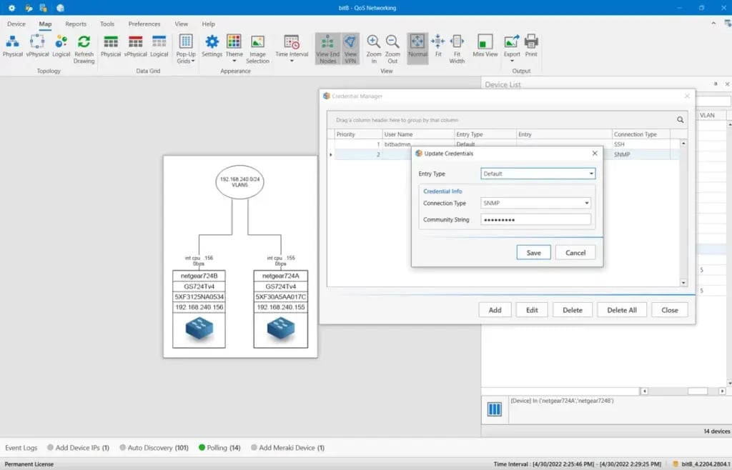 network device summary using SNMP